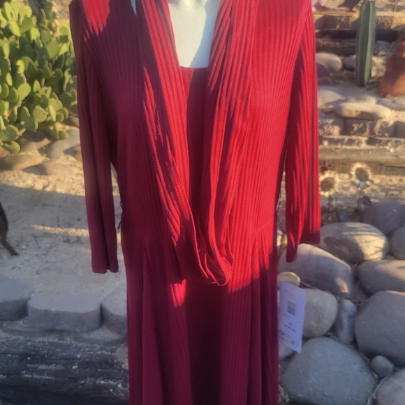 NWT Ribbed Dress With Matching Infinity Scarf - Picture 2 of 5